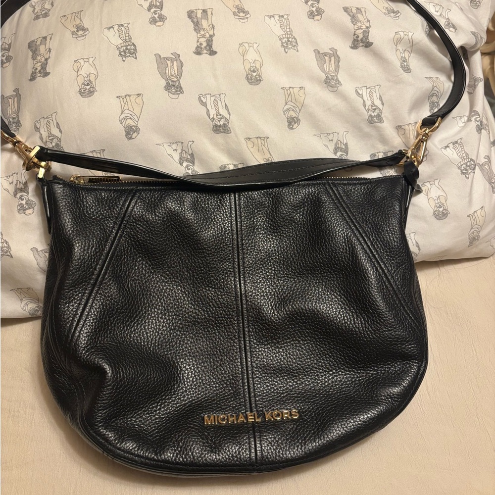 Michael Kors Black Pebbled Leather Shoulder Bag